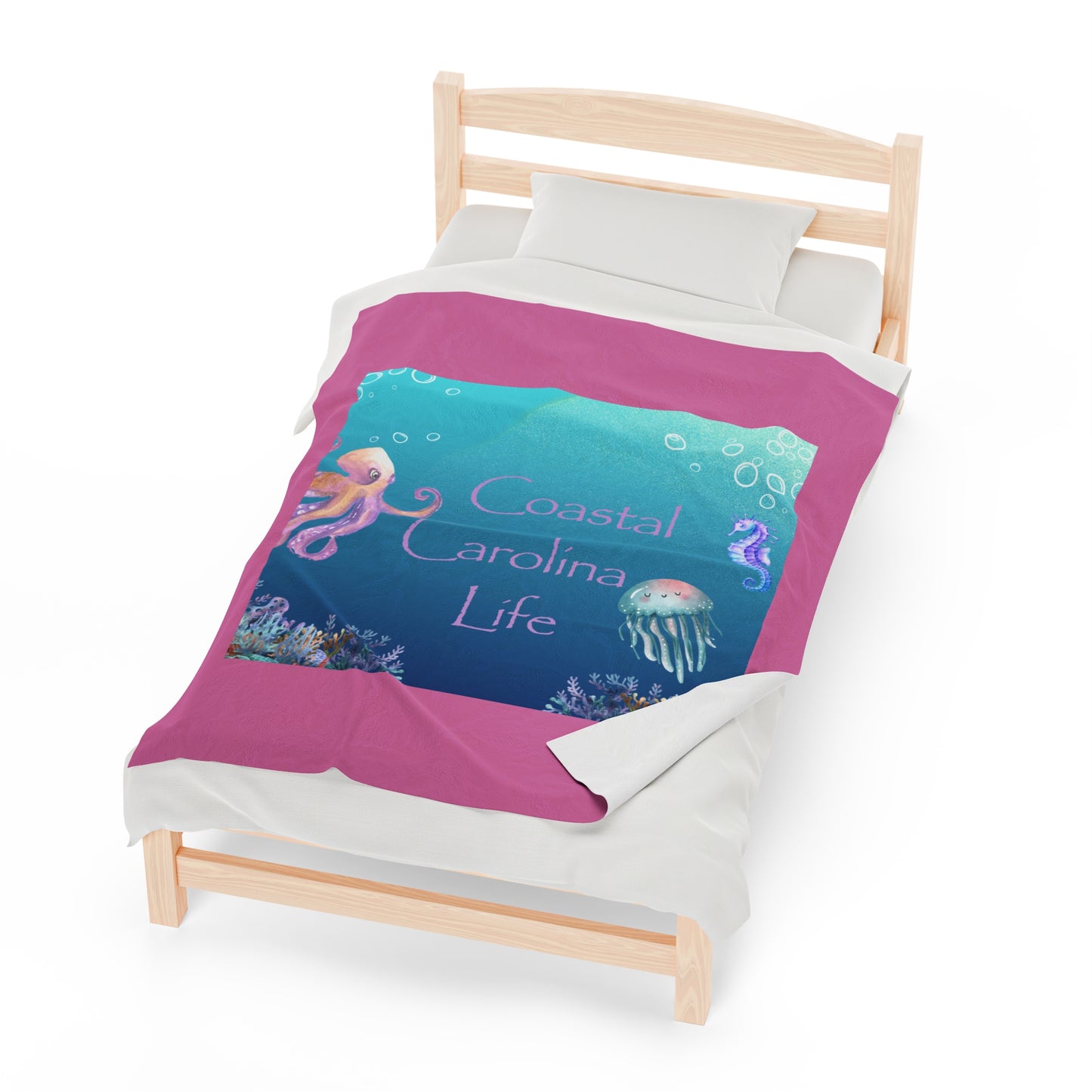 Octopus and Jellyfish Velveteen Plush Blanket