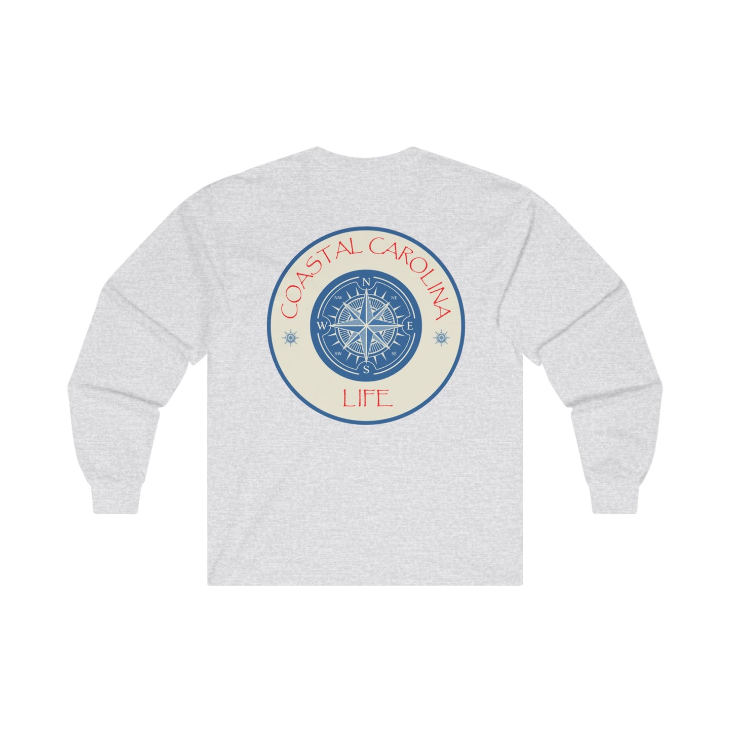 Men's Long Sleeve Cotton T-Shirt - Compass