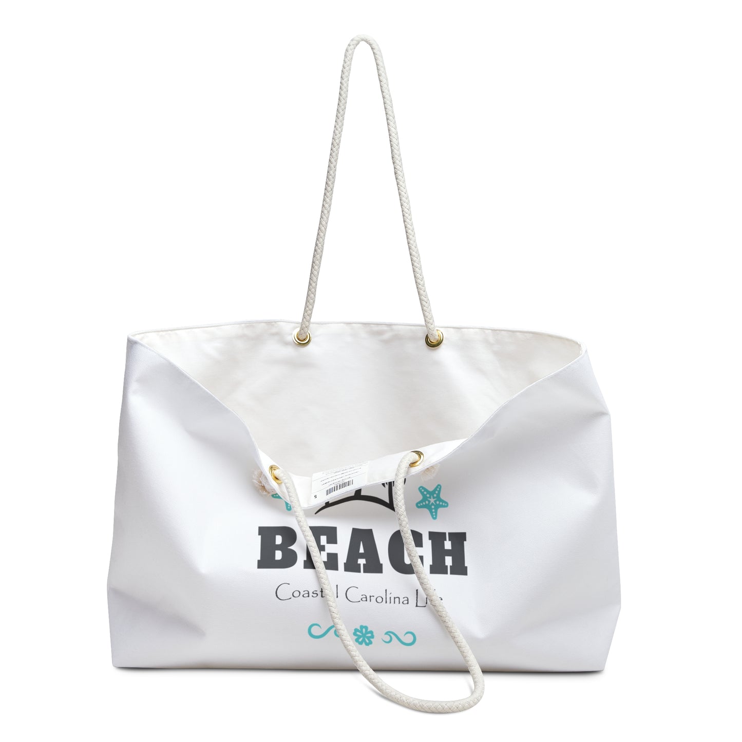 Take Me to the Beach Coastal Weekender Tote with Rope Handles