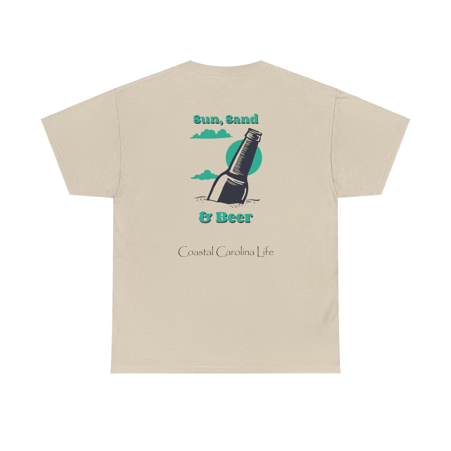 Men's Heavy Cotton T-Shirt - Sun, Sand & Beer