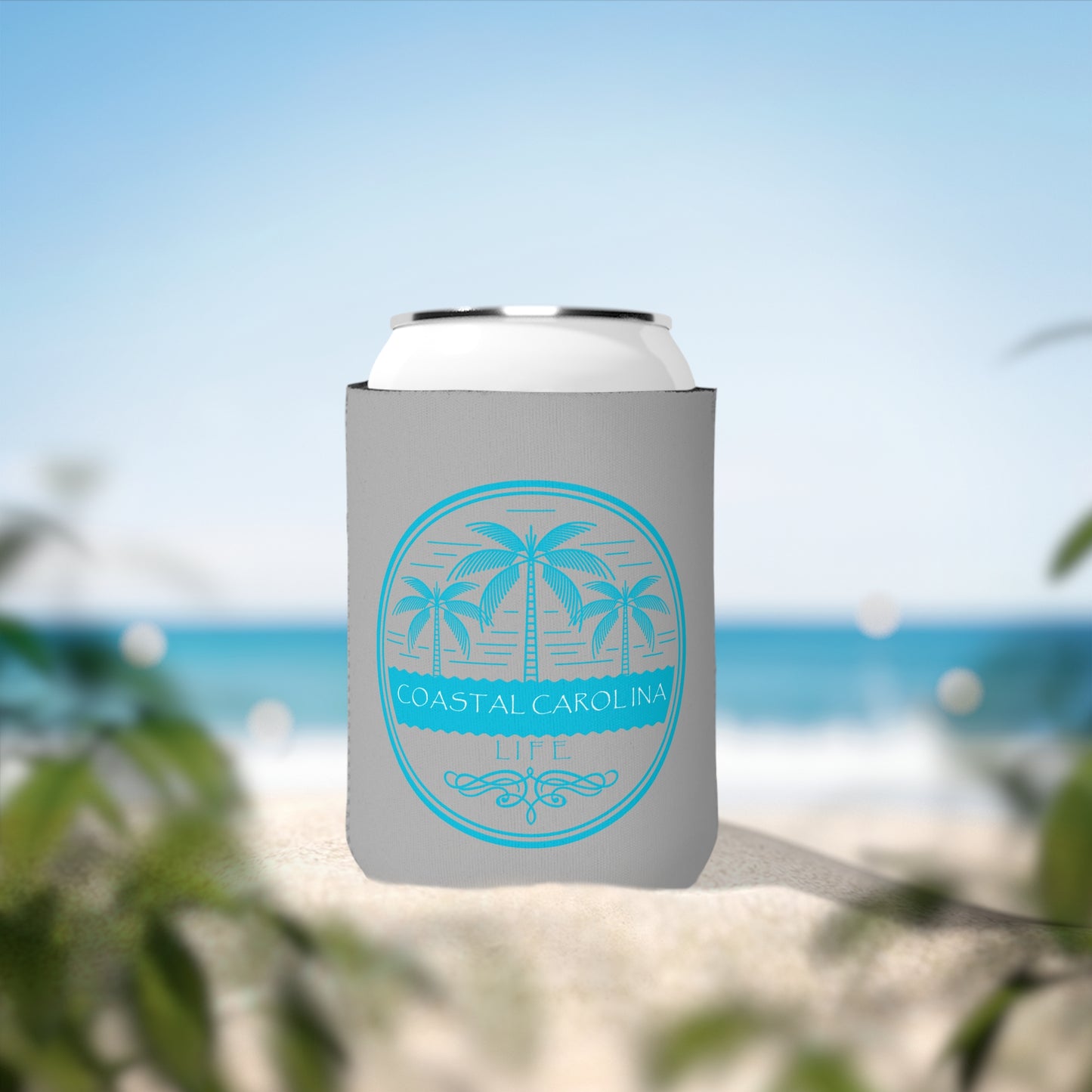 Palm Trees and Water Coastal Koozie