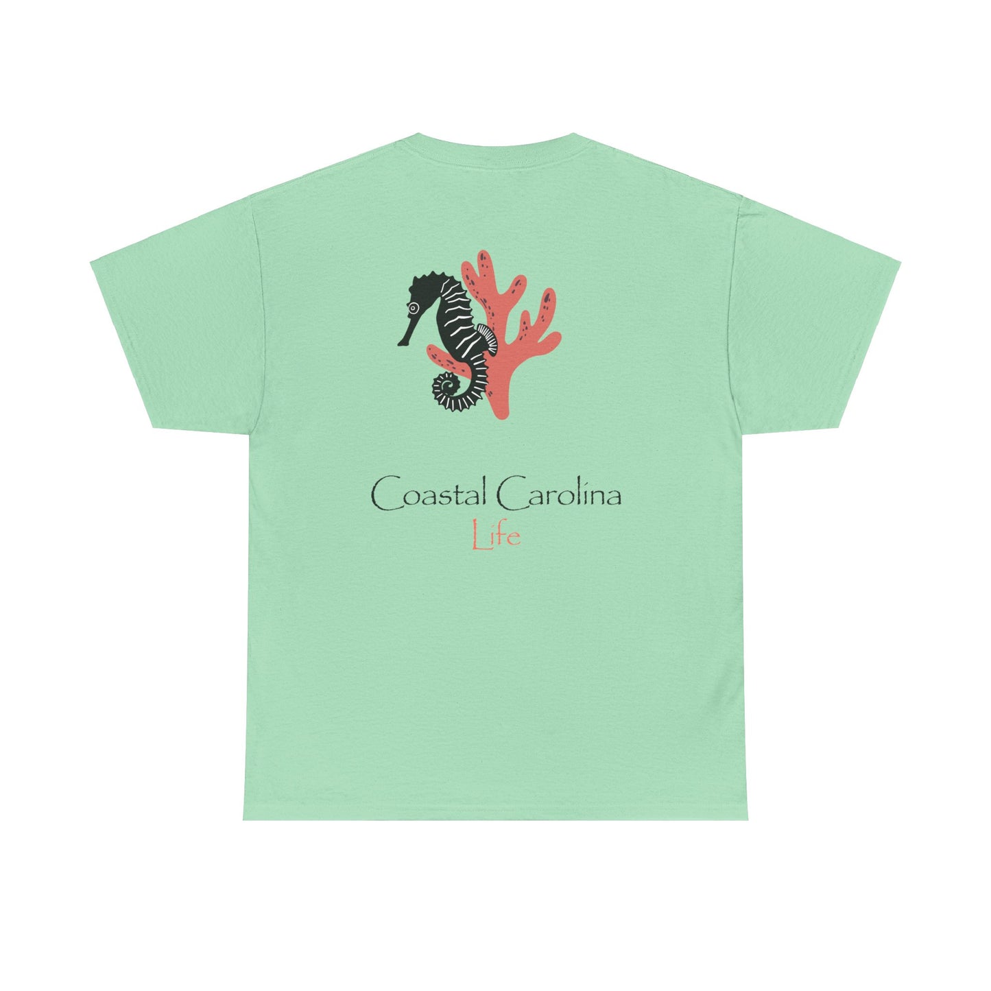 Women's Heavy Cotton T-Shirt - Seahorse and Coral