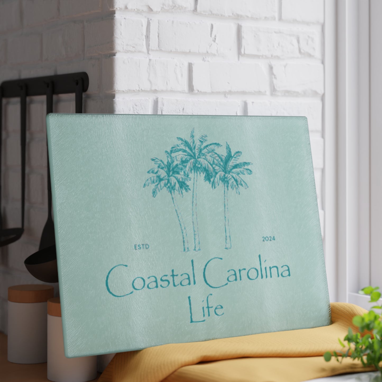 Palm Trees Tempered Glass Cutting Board