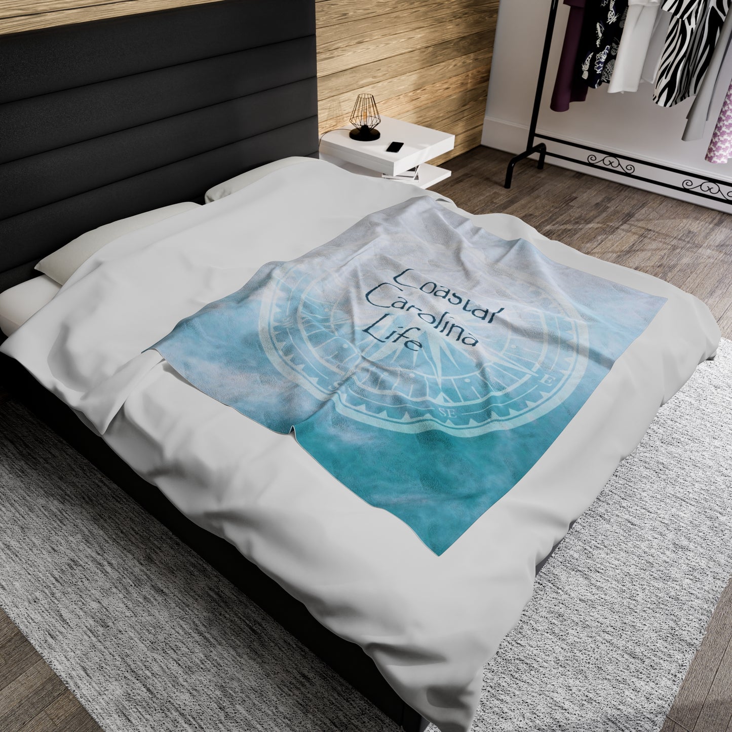 Compass with Clouds Velveteen Plush Blanket