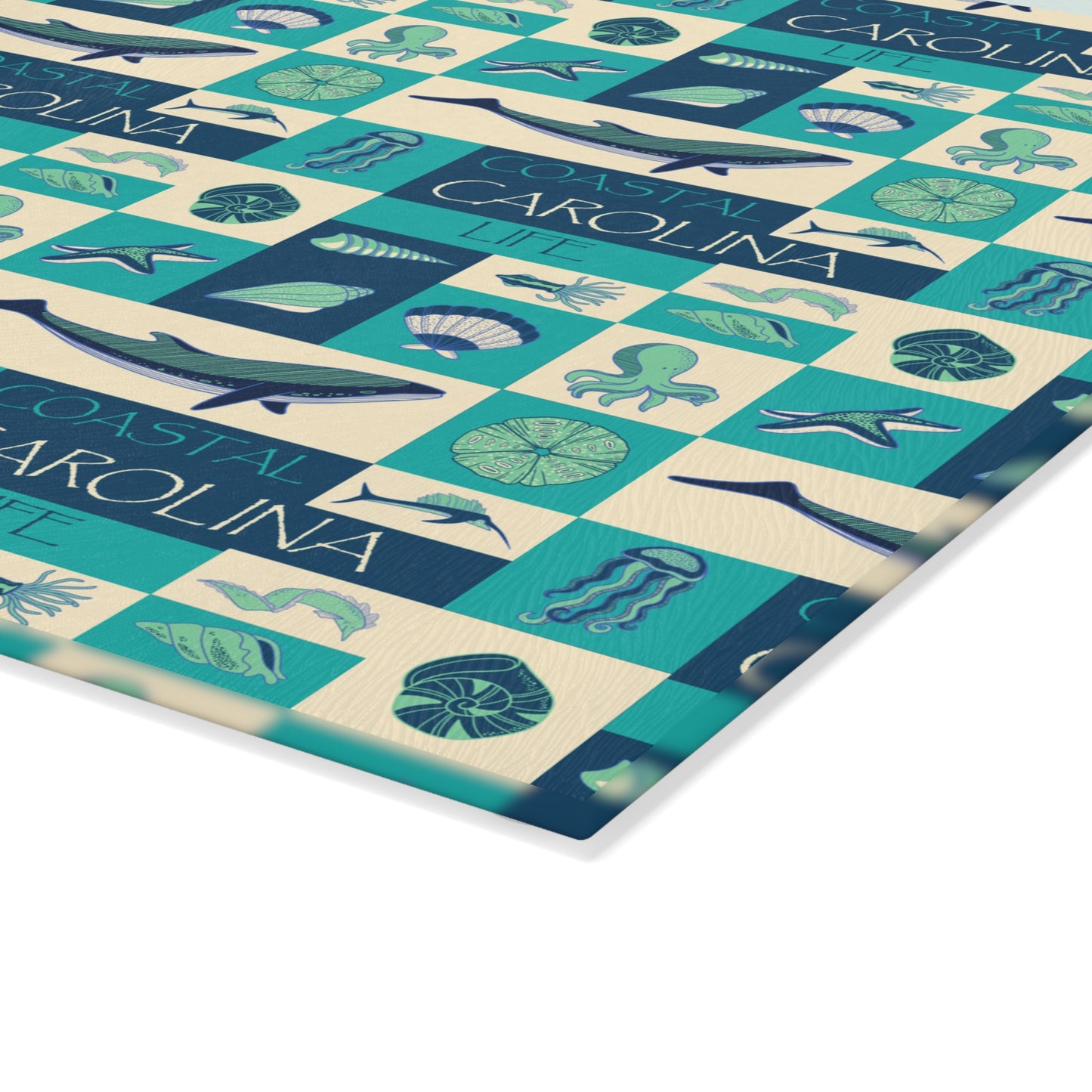 Sea Life Tempered Glass Cutting Board