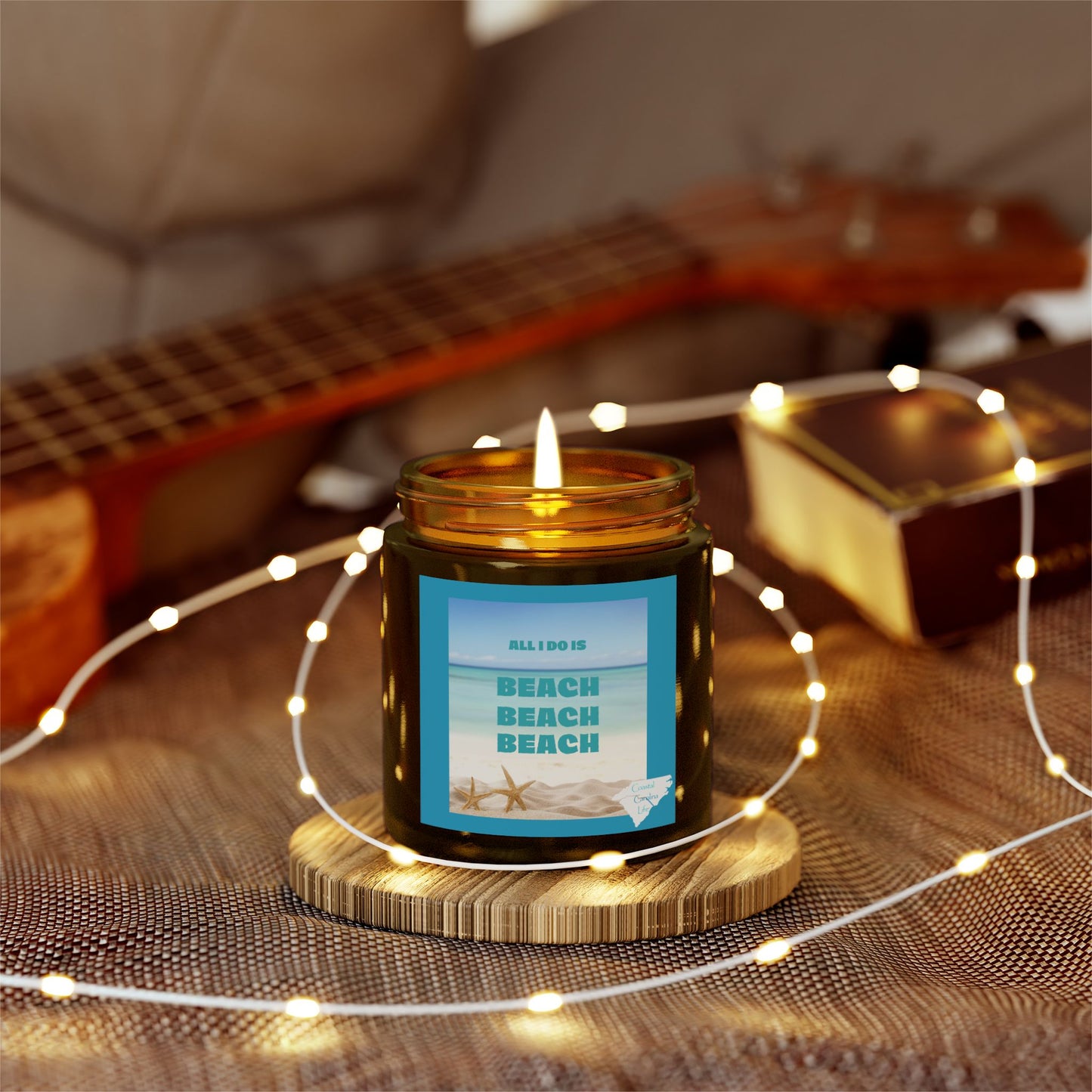 Coconut Apricot Wax Scented Candles - All I Do is Beach Beach Beach
