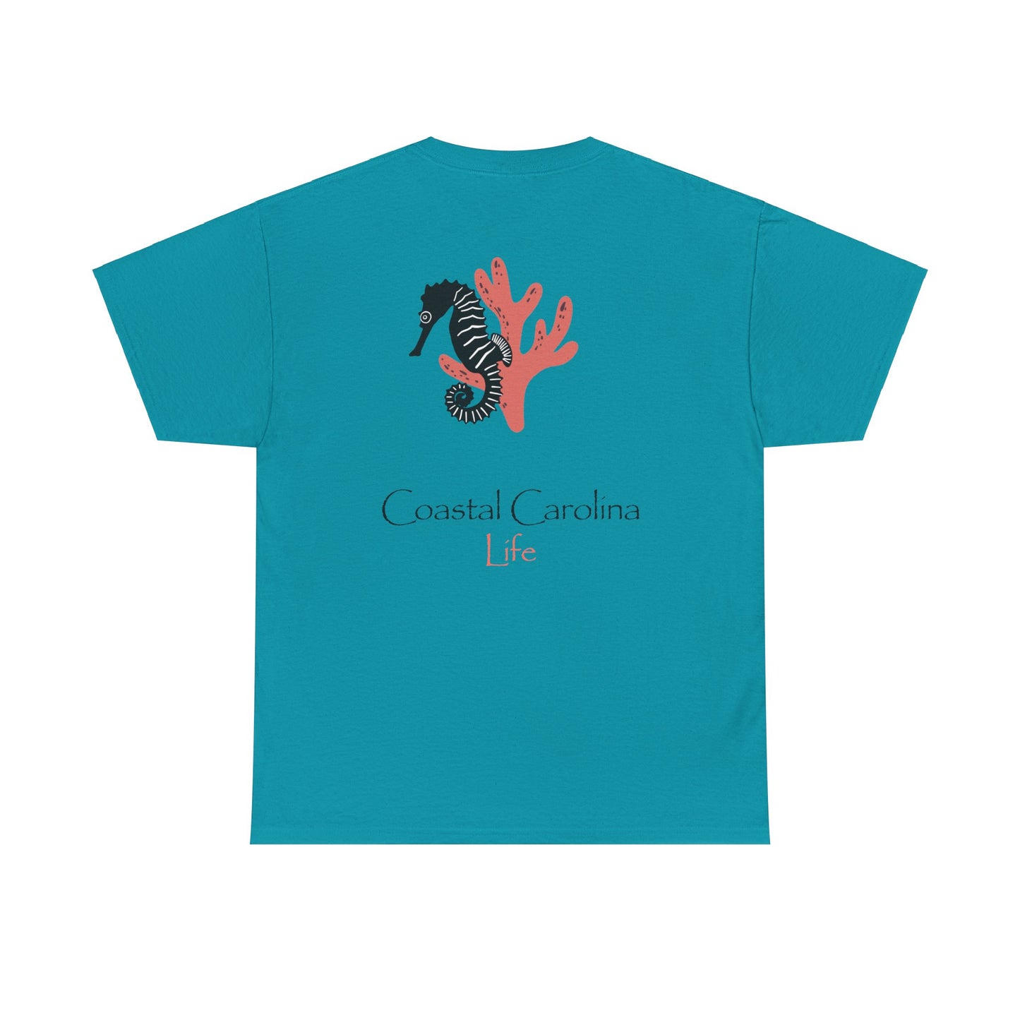 Women's Heavy Cotton T-Shirt - Seahorse and Coral