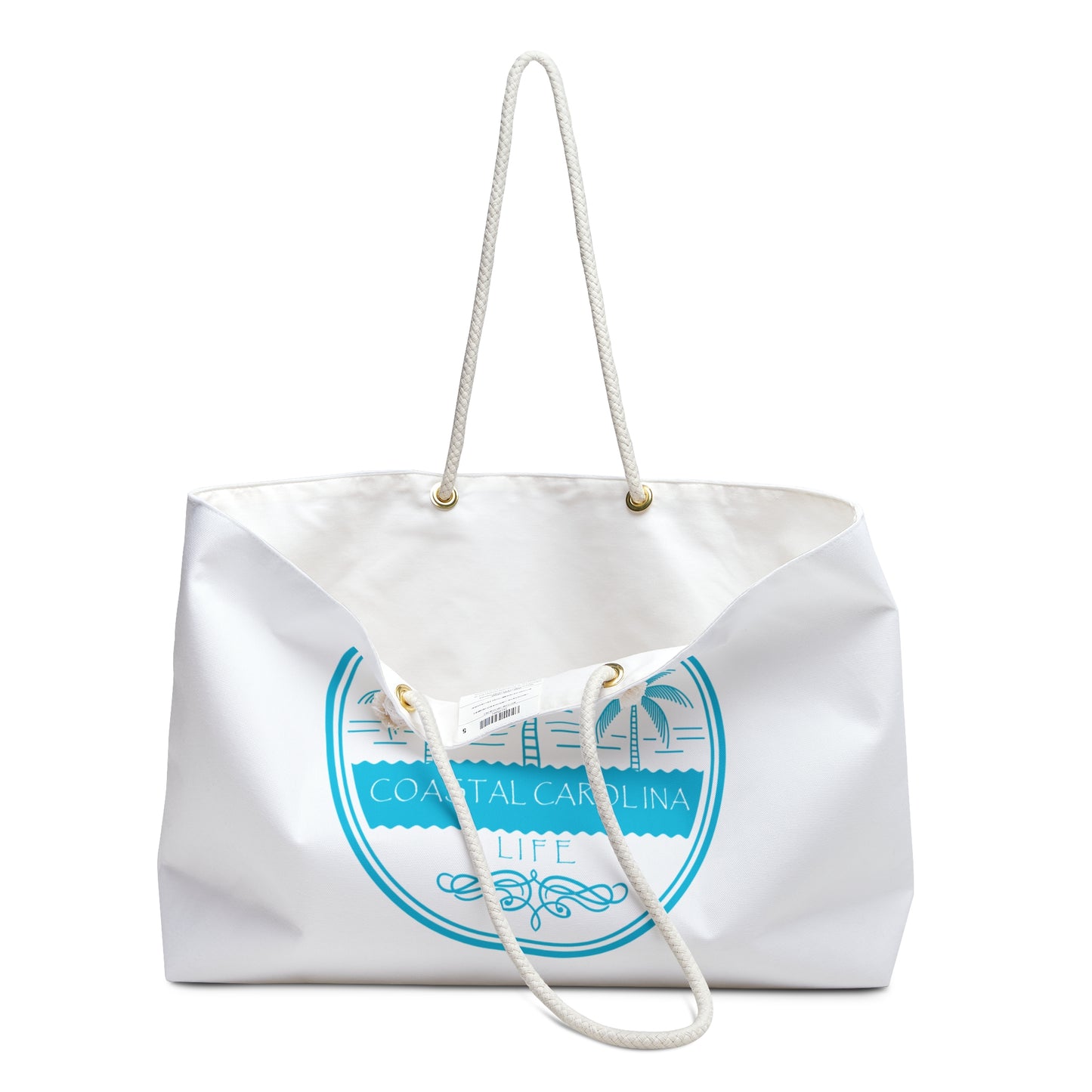 Palm Trees and Water Coastal Weekender Tote with Rope Handles