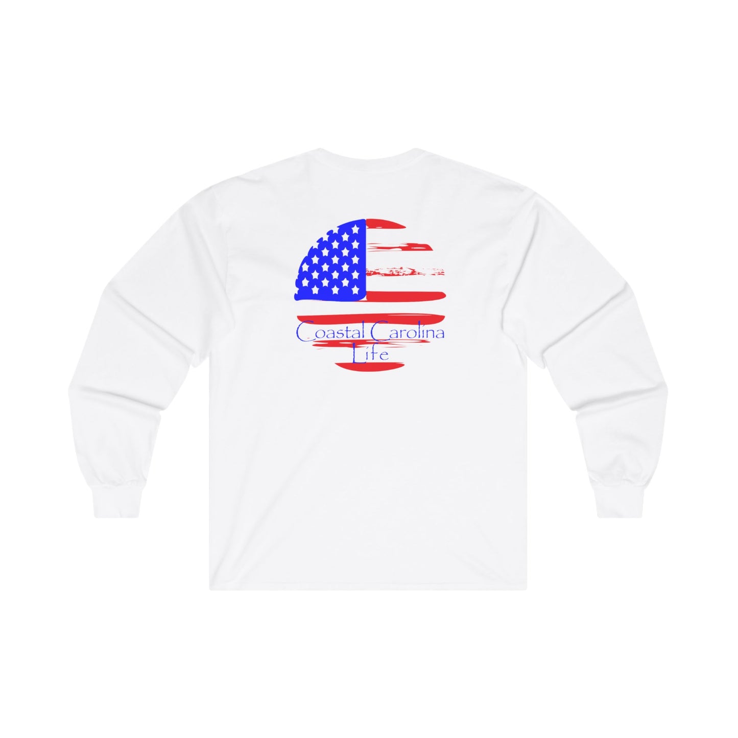 Men's Long Sleeve Cotton T-Shirt - American Flag