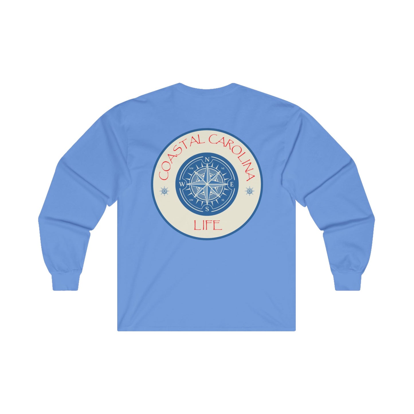 Men's Long Sleeve Cotton T-Shirt - Compass