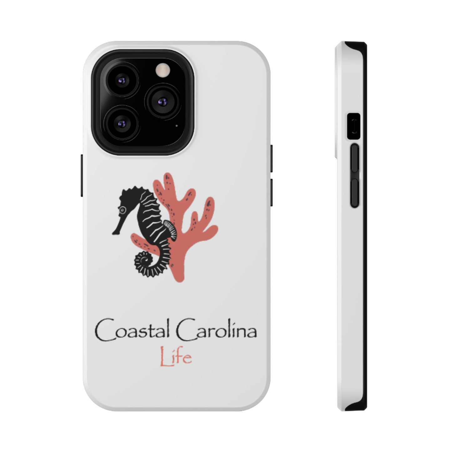 Impact-Resistant Phone Case - iPhone or Samsung - Seahorse and Coral