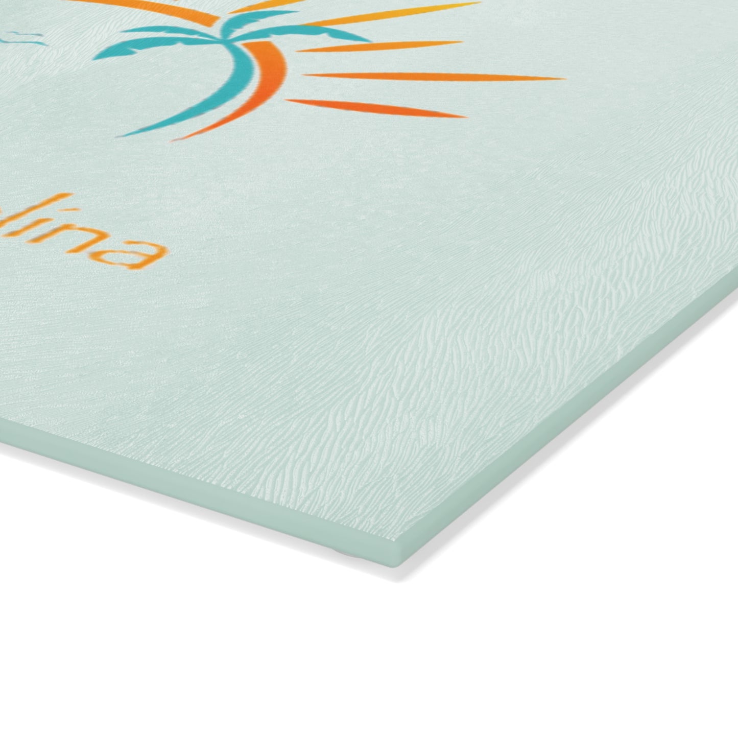 Palm Tree and Sun Rays Tempered Glass Cutting Board