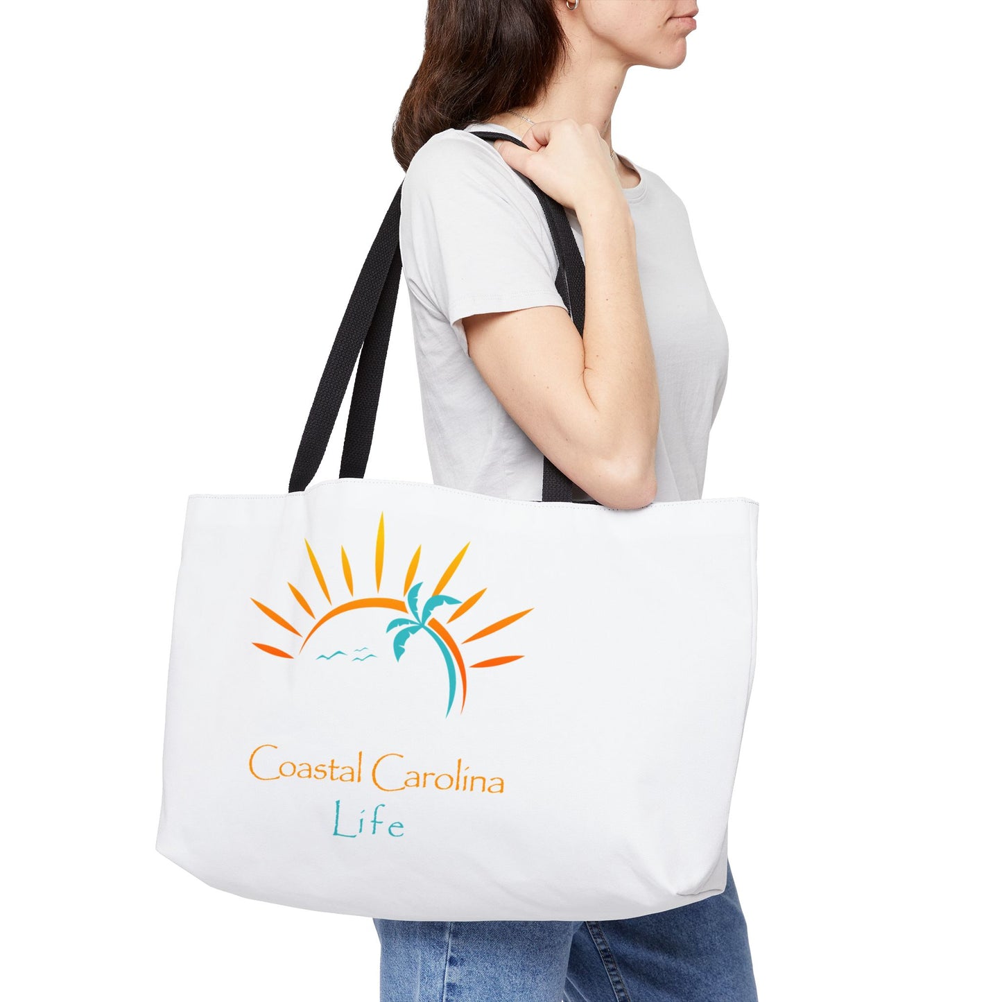 Palm Tree and Sun Rays Coastal Weekender Tote