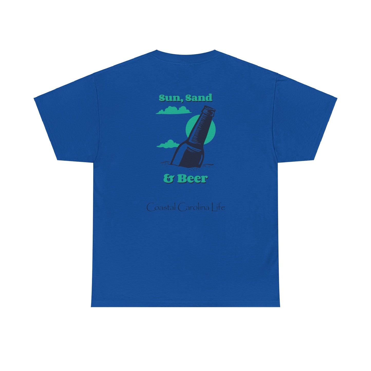 Men's Heavy Cotton T-Shirt - Sun, Sand & Beer