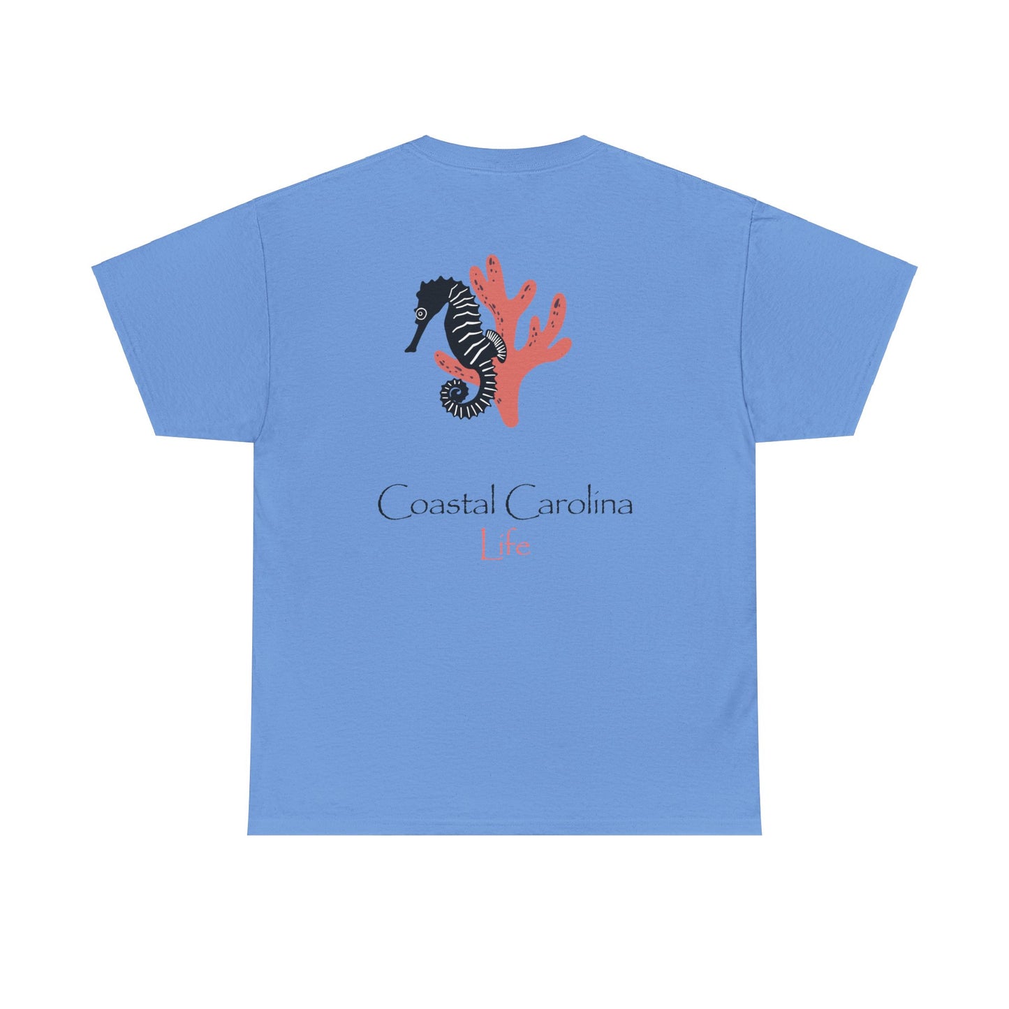Women's Heavy Cotton T-Shirt - Seahorse and Coral