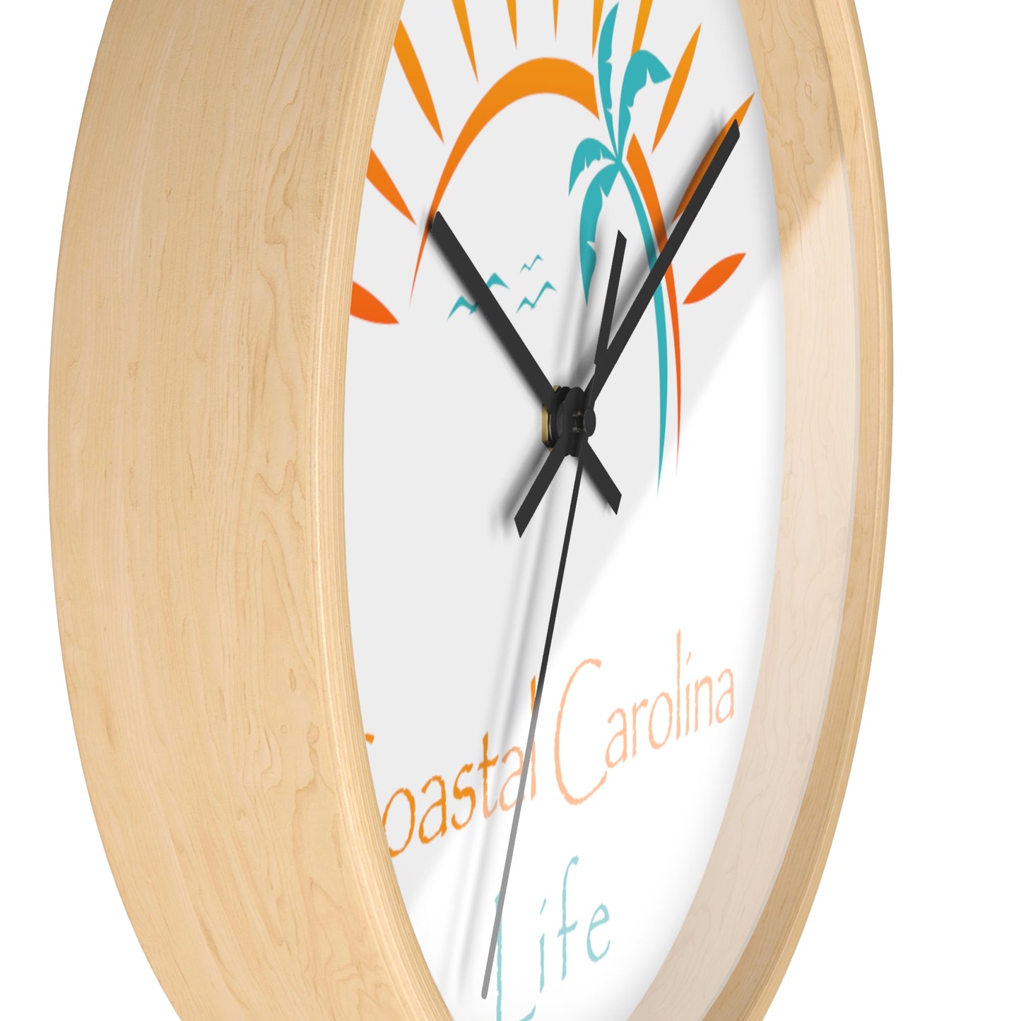 Palm Tree and Sun Rays Coastal Carolina Wall Clock