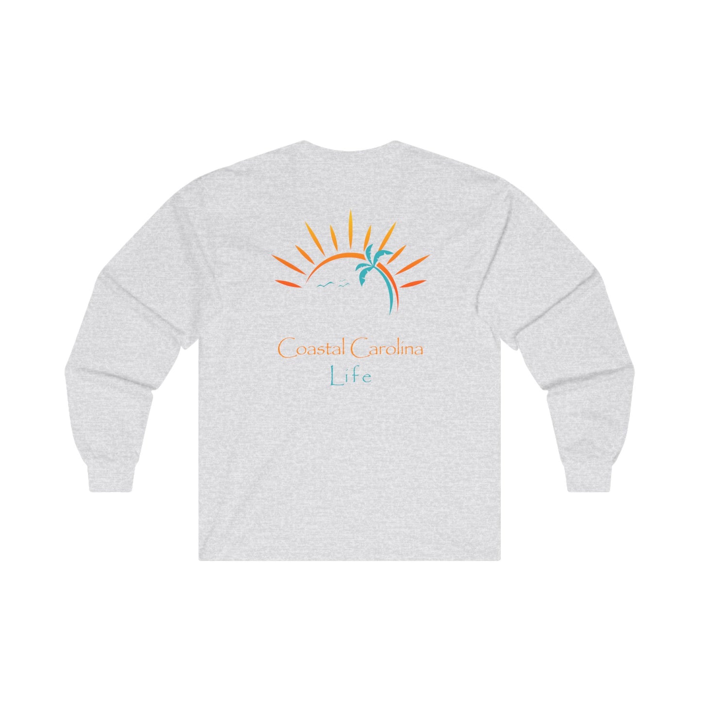 Women's Long Sleeve Cotton T-Shirt - Palm Tree and Sun Rays