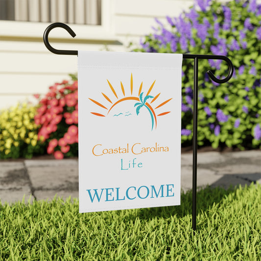 Palm Tree and Sun Rays Coastal Garden or House Flag