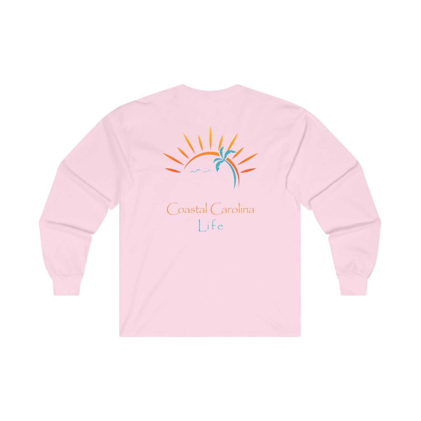 Women's Long Sleeve Cotton T-Shirt - Palm Tree and Sun Rays