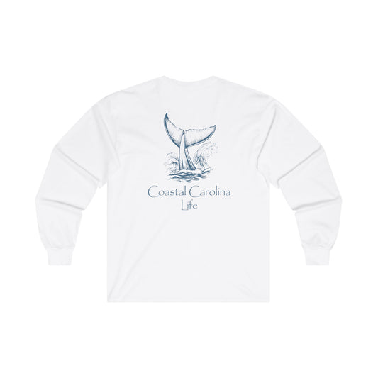 Women's Long Sleeve Cotton T-Shirt - Whale Tail