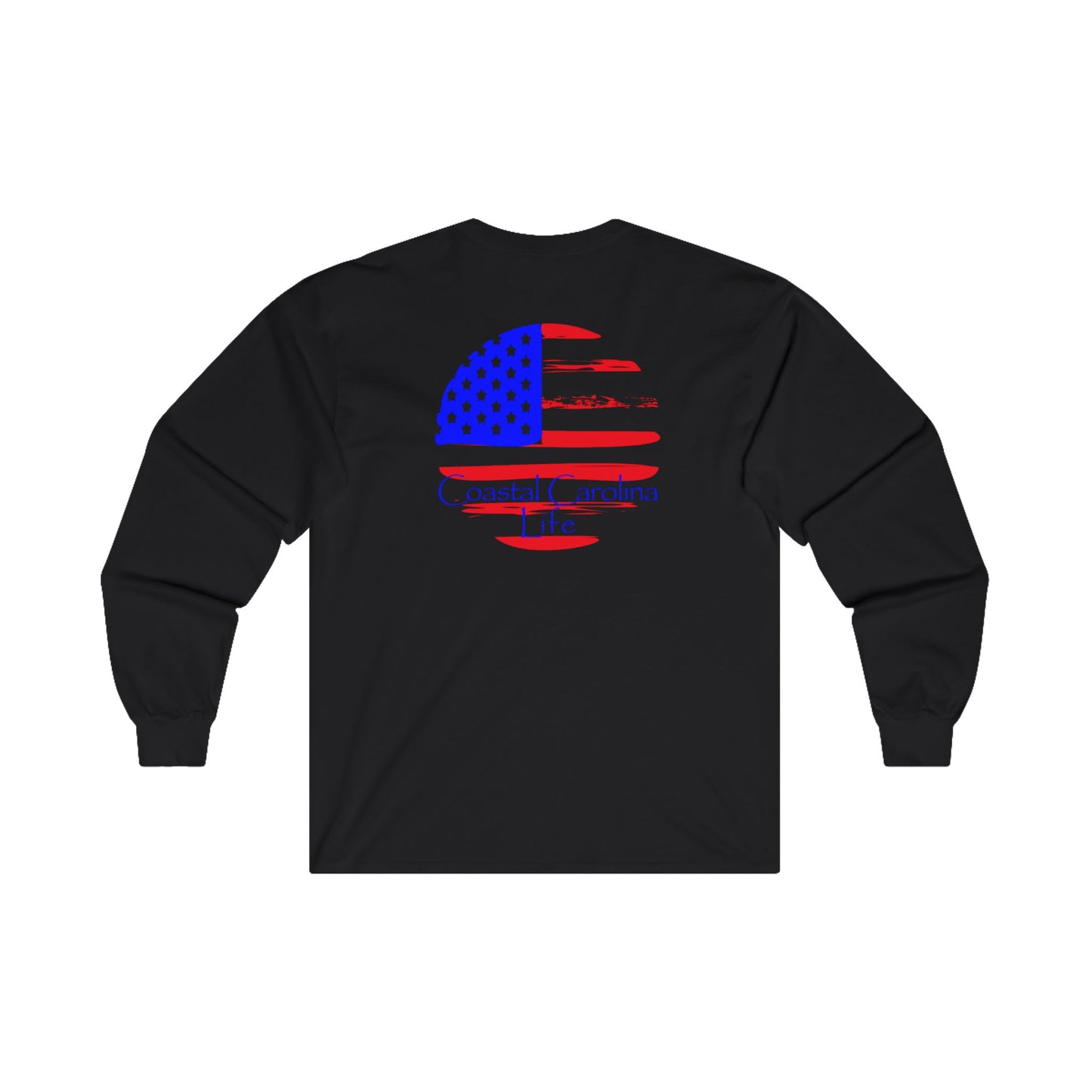 Women's Long Sleeve Cotton T-Shirt - American Flag