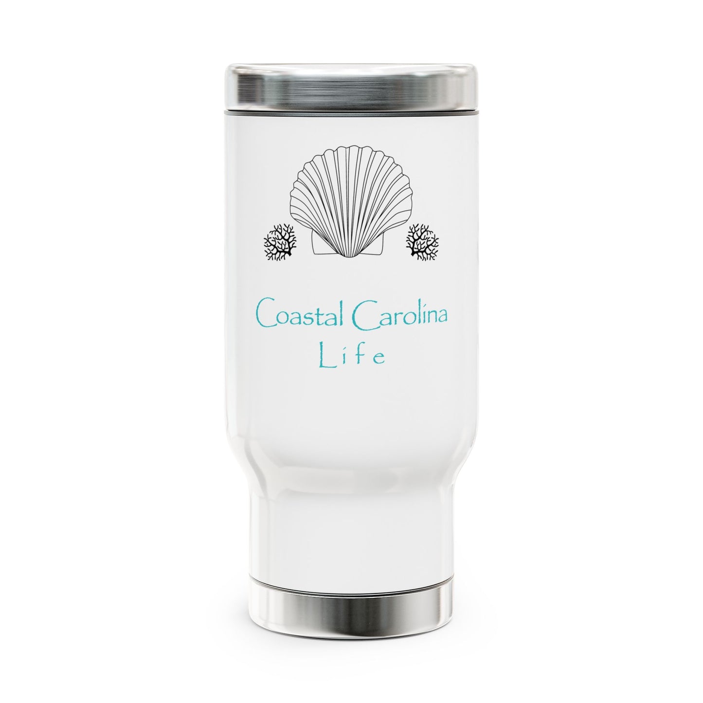 Clam Shell and Coral Tumbler with Handle