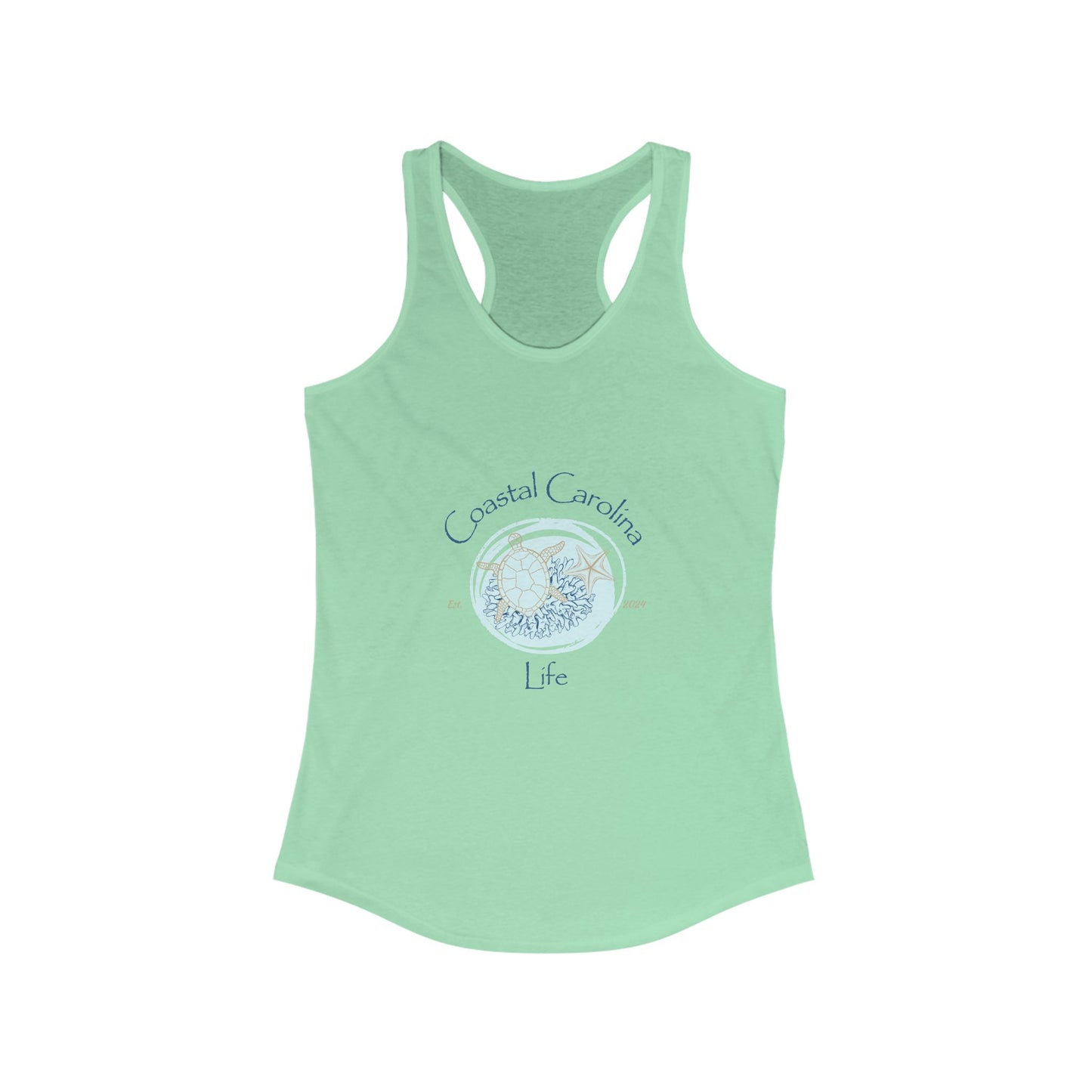 Women's Coastal Tank Top - Turtle and Starfish