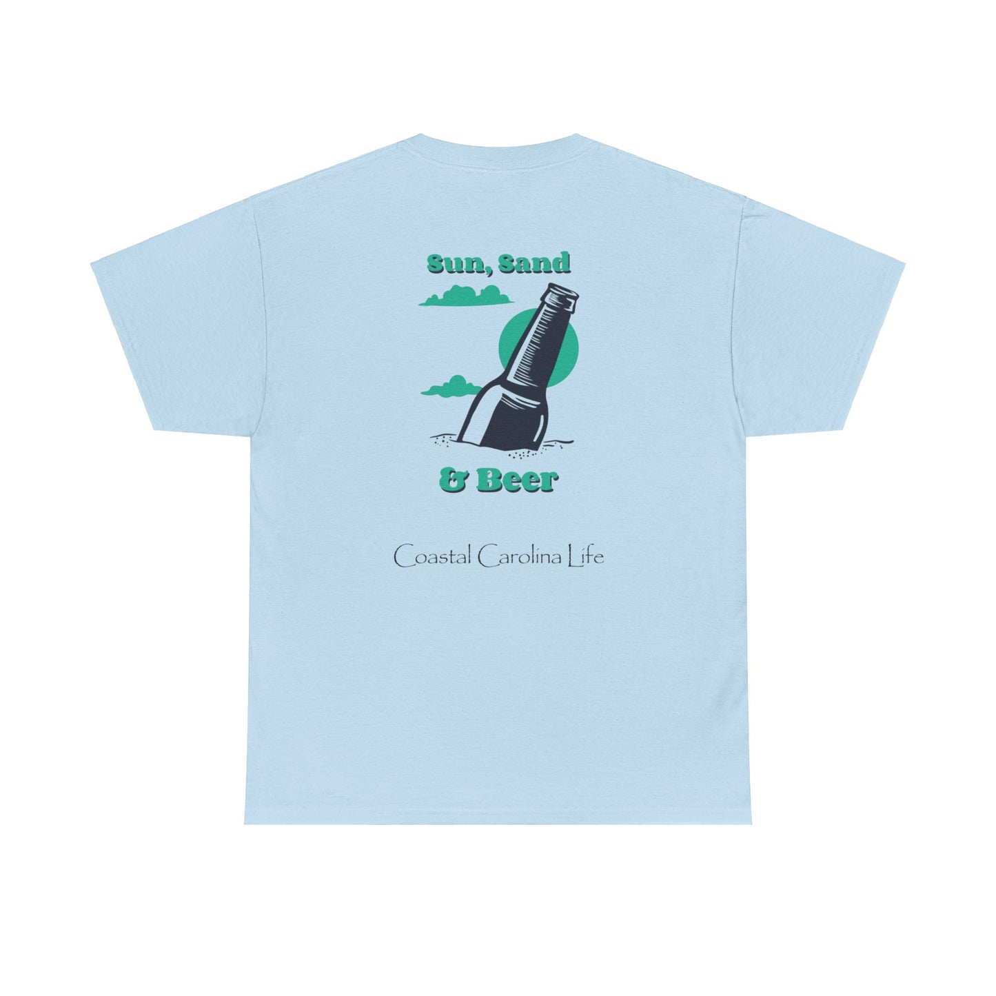 Men's Heavy Cotton T-Shirt - Sun, Sand & Beer
