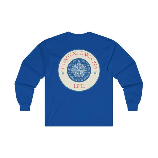 Men's Long Sleeve Cotton T-Shirt - Compass