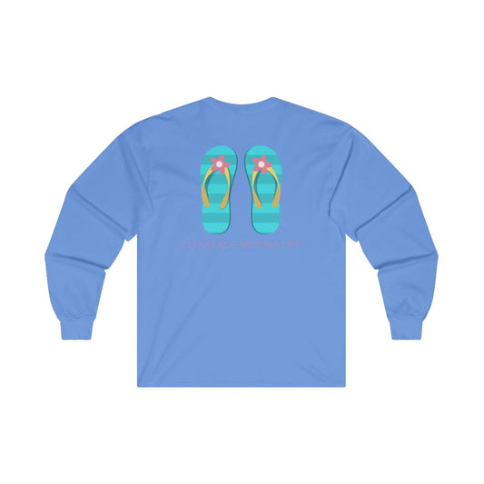 Women's Long Sleeve Cotton T-Shirt - Flip Flops