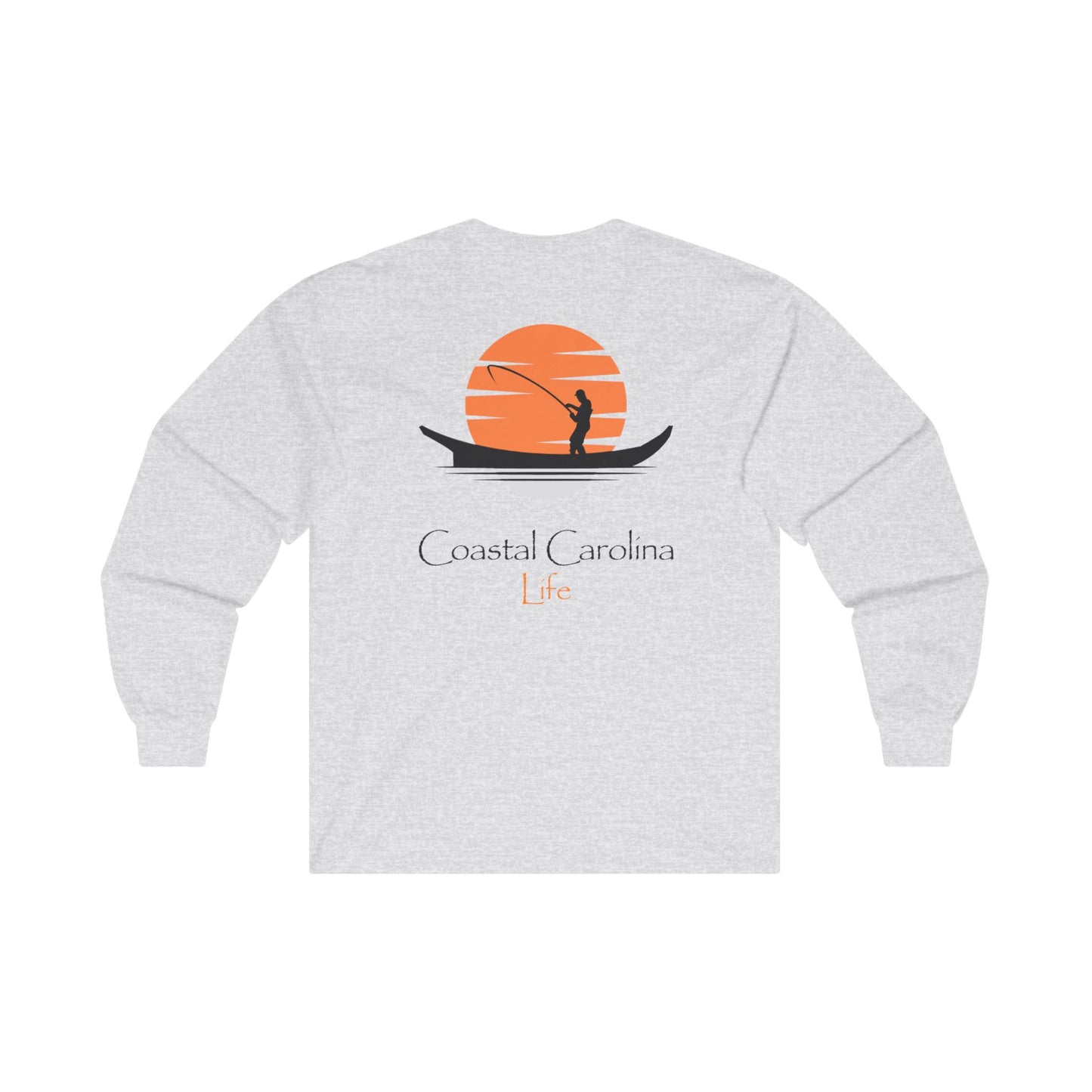 Men's Long Sleeve Cotton T-Shirt - Fishing Boat