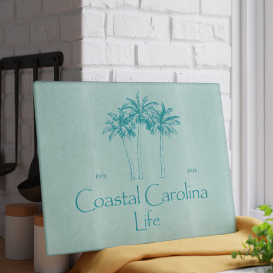 Palm Trees Tempered Glass Cutting Board