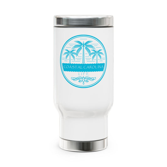Palm Trees and Water Tumbler with Handle