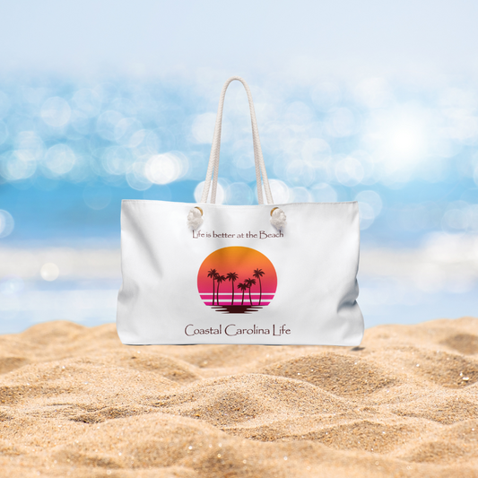 Life is better at the Beach Coastal Weekender Tote with Rope Handles